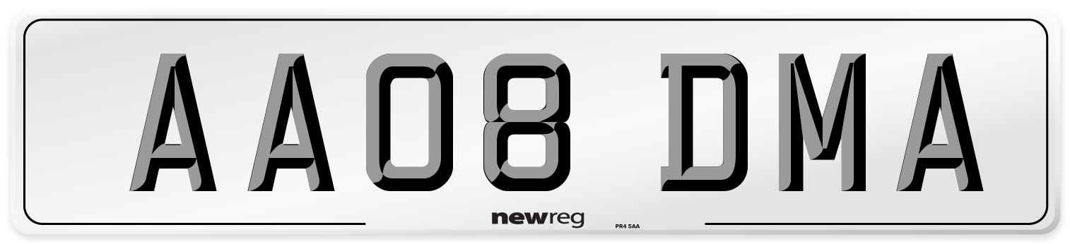 AA08 DMA Number Plate from New Reg